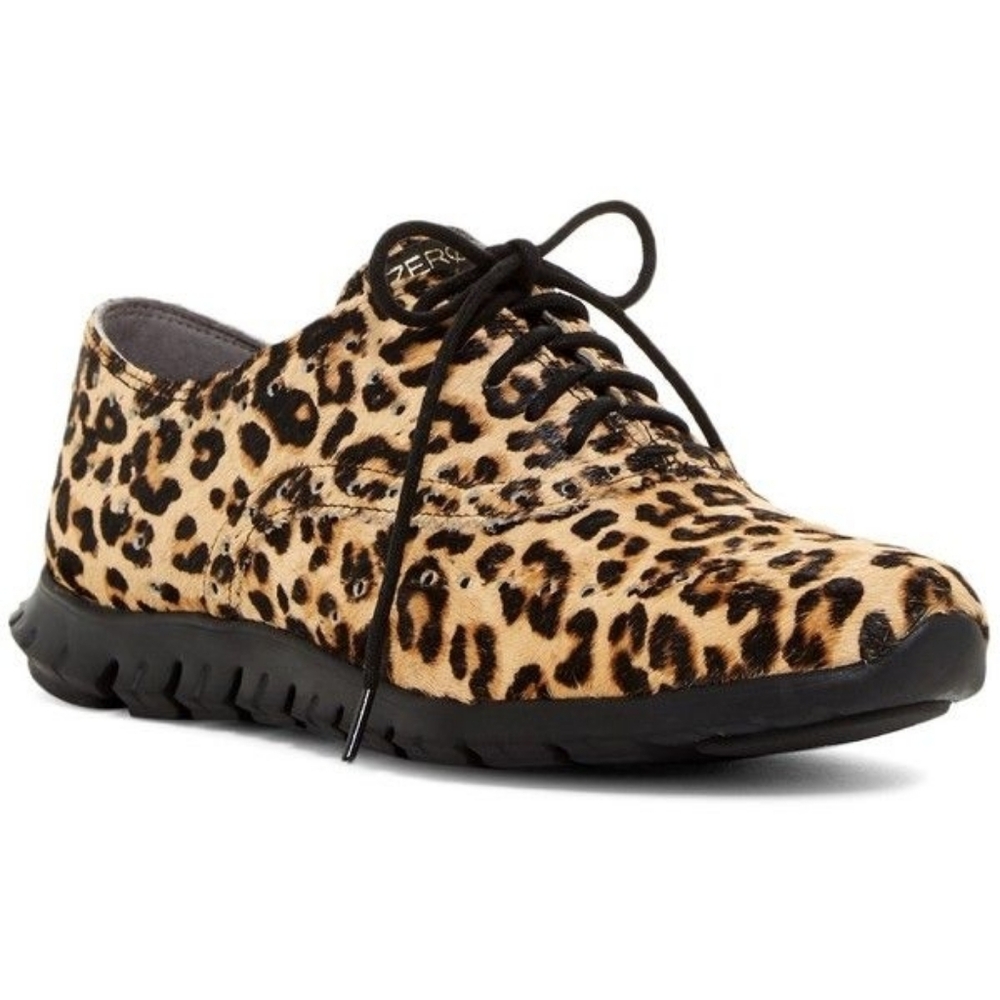 Cole Haan Zerogrand Leopard Print Pony Hair Oxford Comfort Shoes Sz 7.5